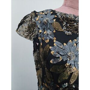 Gold Silver Sequin Dress Party Cocktail Calvin Klein Size 12